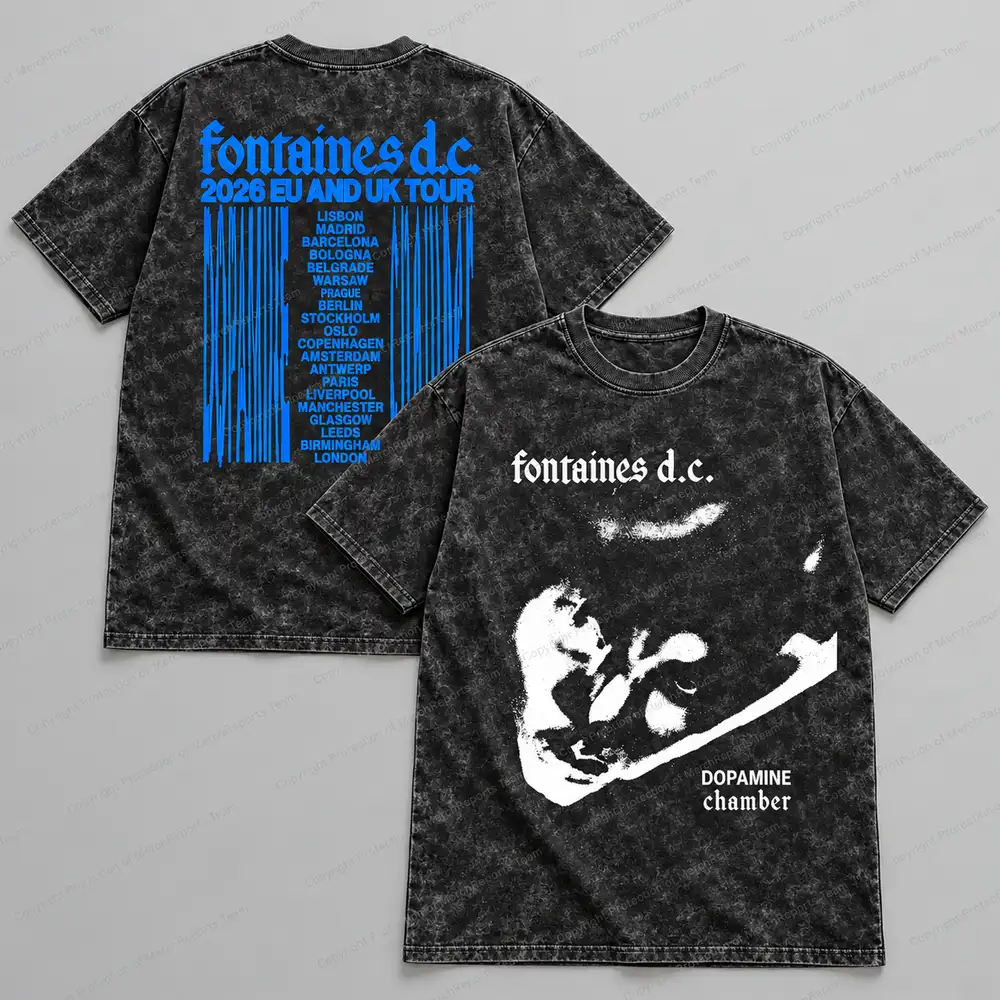 Washed Blue Tour Tee — Fontaines D.C. merch design.