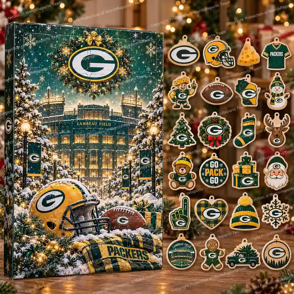 Green Bay Packers NFL Christmas 24-ornament wooden Advent Calendar