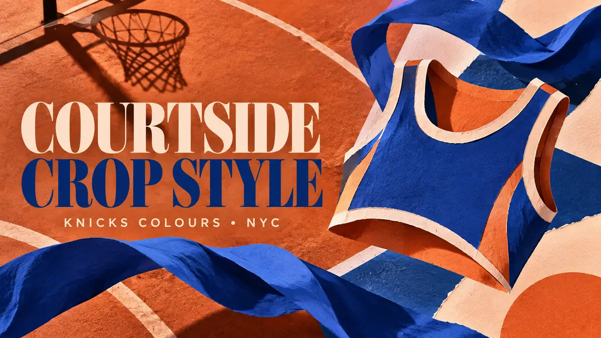 Editorial illustration for courtside crop style: knicks colours • nyc.
