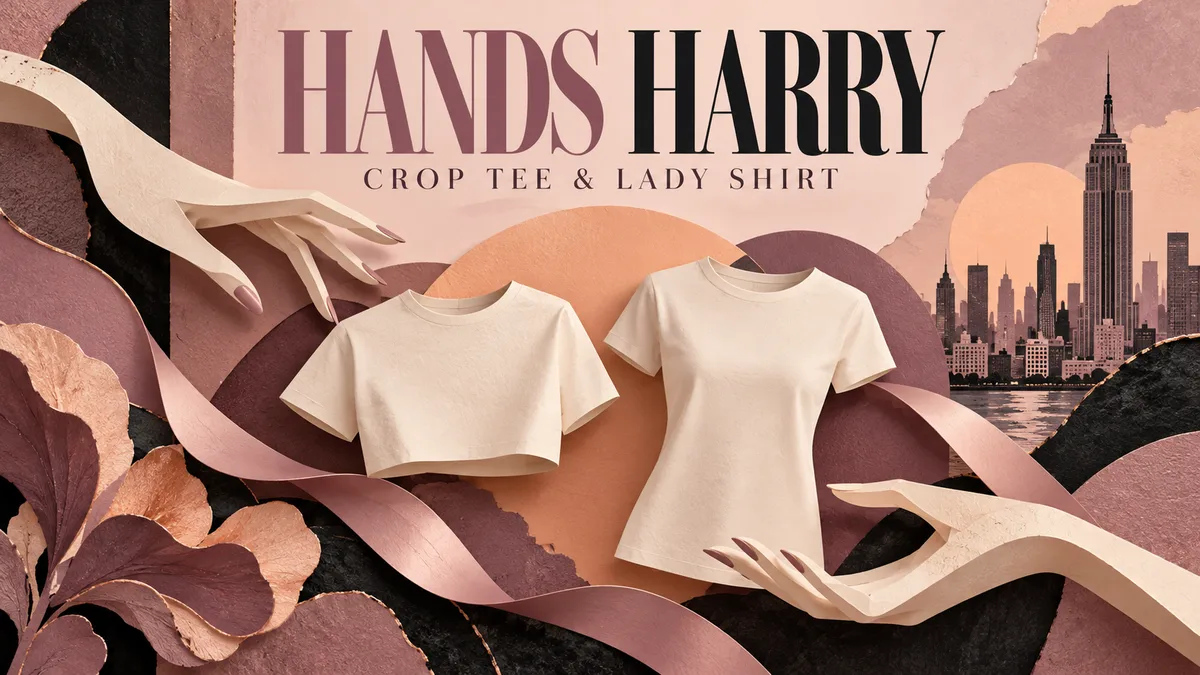 Editorial illustration for hands harry: crop tee & lady shirt.