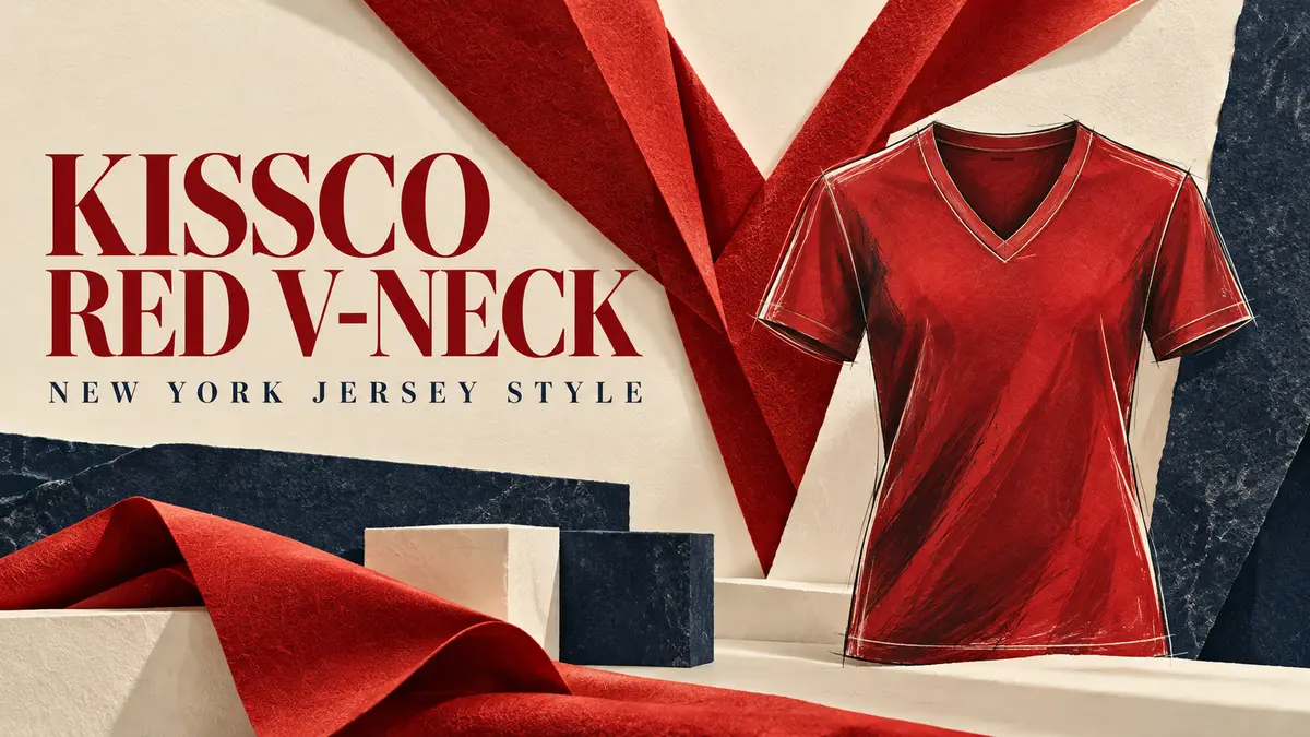 Editorial illustration for kissco red v-neck: new york jersey style.