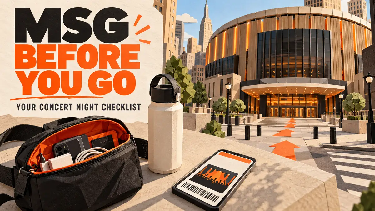 Editorial illustration for msg before you go: your concert night checklist.