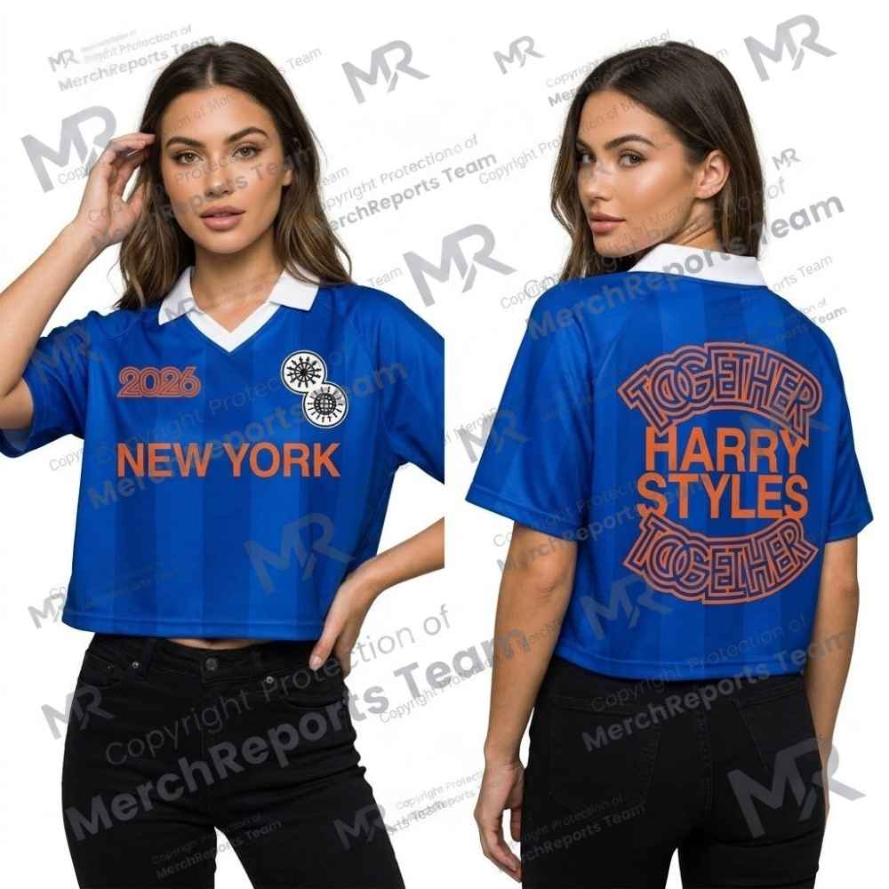 MerchReport catalog image of the Harry Styles Knicks Soccer Jersey Crop Options.