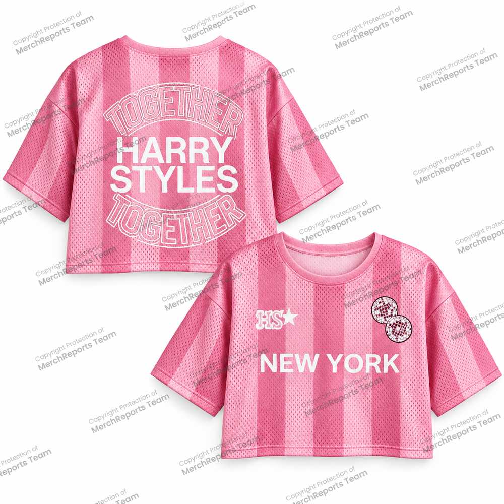 MerchReport catalog image of the Harry Styles September 16 Pink Mesh Crop Jersey.