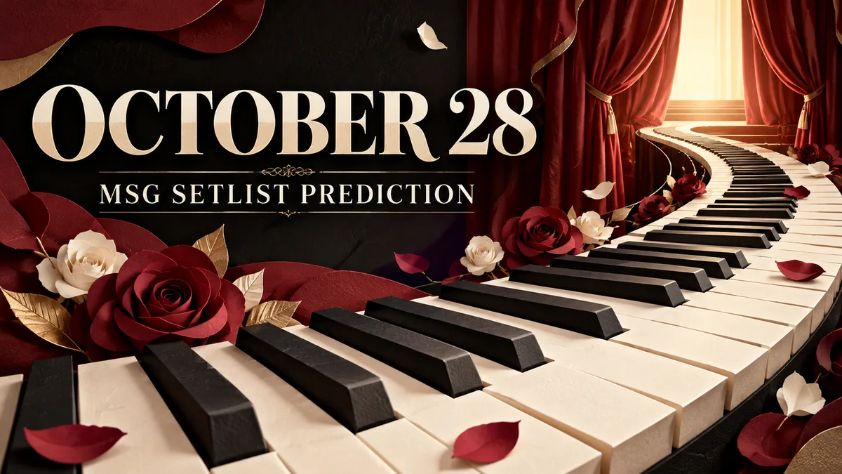 Editorial illustration for october 28: msg setlist prediction.