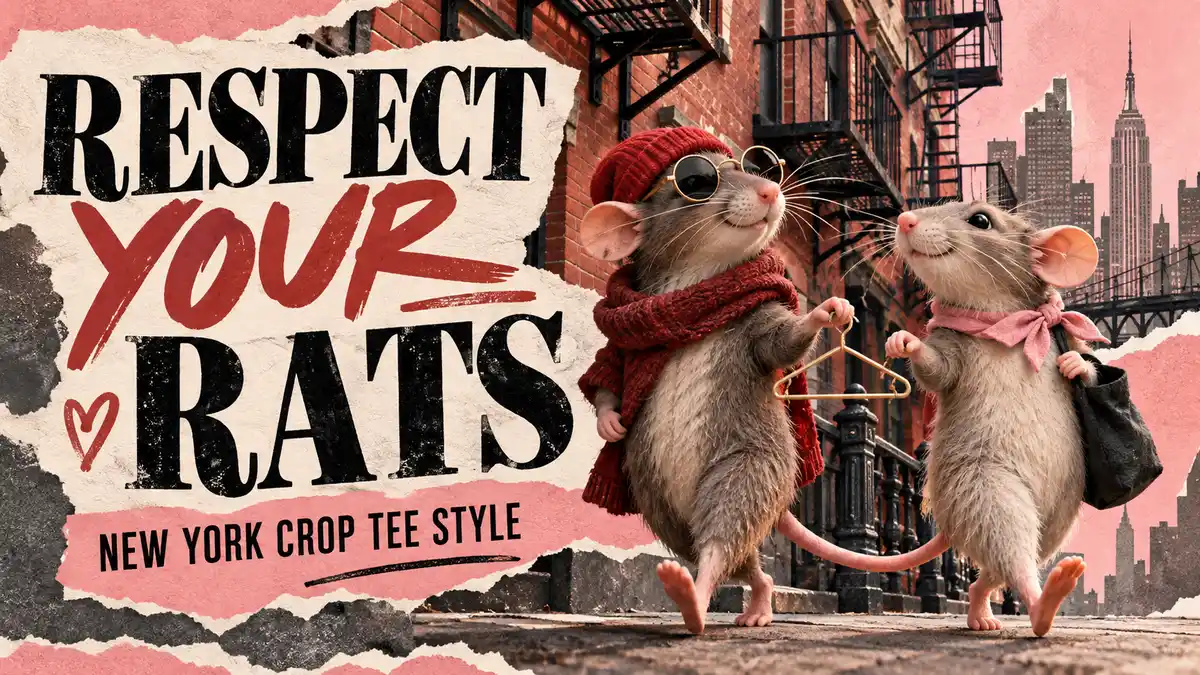 Editorial illustration for respect your rats: new york crop tee style.