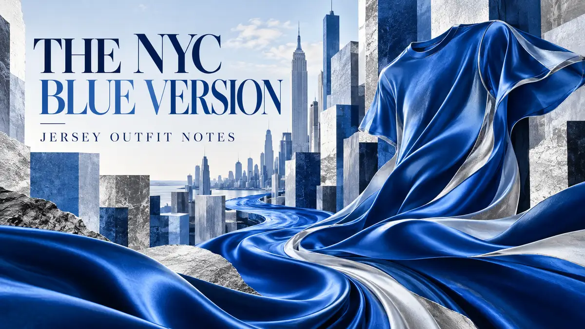 Editorial illustration for the nyc blue version: jersey outfit notes.
