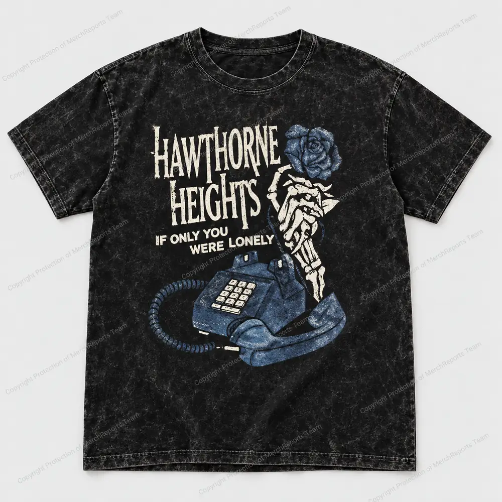 Telephone & Rose — washed tee — Hawthorne Heights product mockup