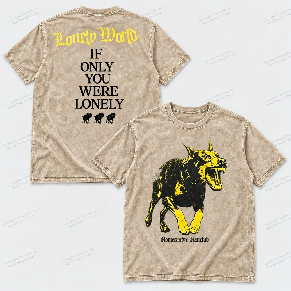 Lonely World Dog — two-sided washed tee — Hawthorne Heights product mockup