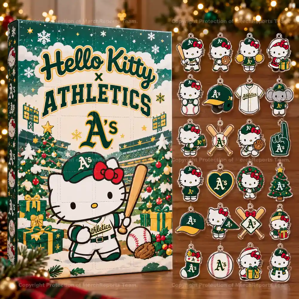 Hello Kitty Athletics Green Gold Baseball Jersey Holiday Advent Calendar