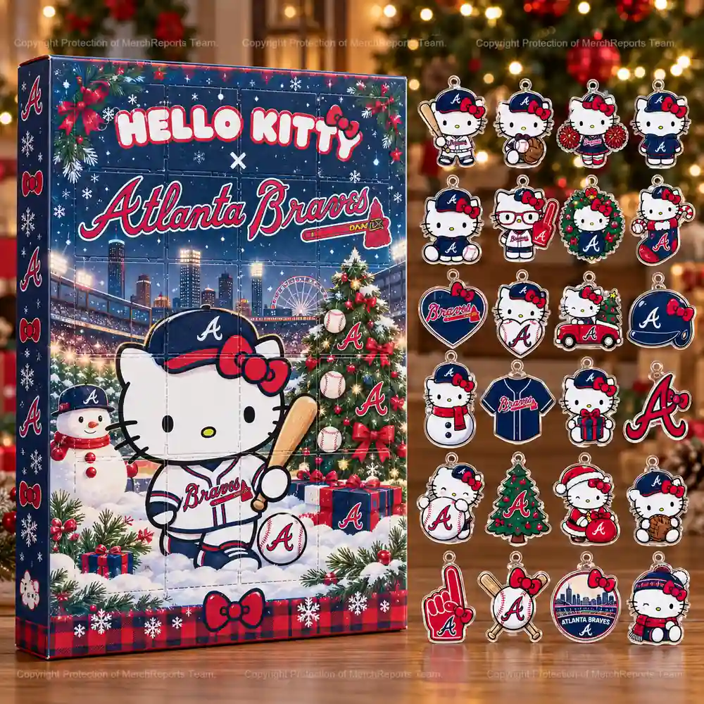 Hello Kitty Atlanta Braves Baseball Jersey Snowy Stadium Christmas Advent Calendar