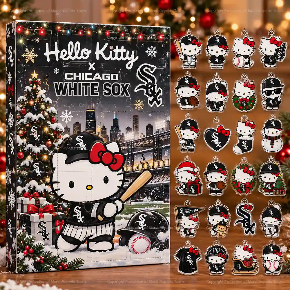 Hello Kitty Chicago White Sox Pinstripe Jersey Black White Christmas Advent Calendar