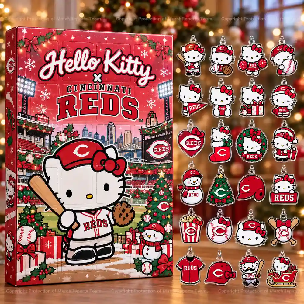 Hello Kitty Cincinnati Reds Baseball Jersey Red Snowflake Xmas Advent Calendar