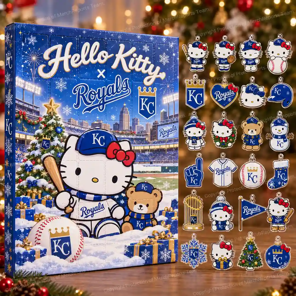 Hello Kitty Kansas City Royals KC Crown Blue Gold Christmas 2026 Advent Calendar