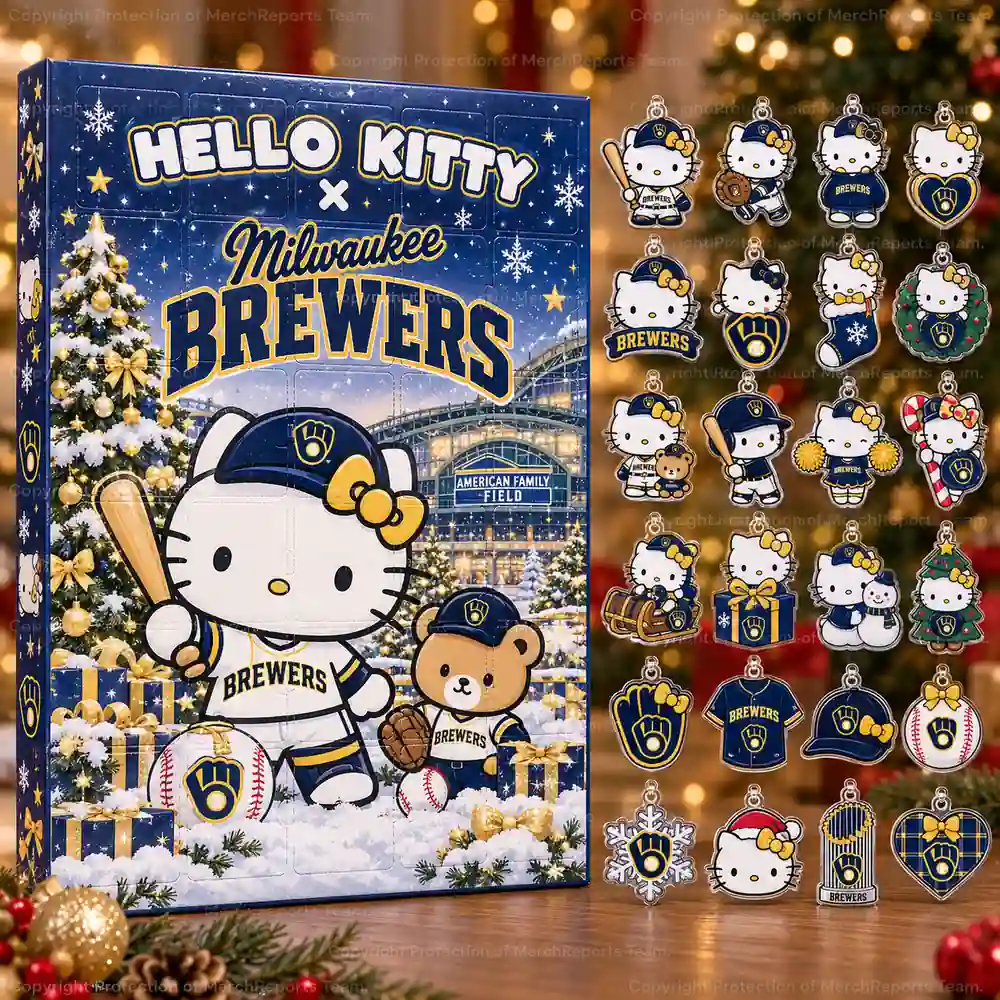 Hello Kitty Milwaukee Brewers Glove Logo Blue Gold Christmas 2026 Advent Calendar