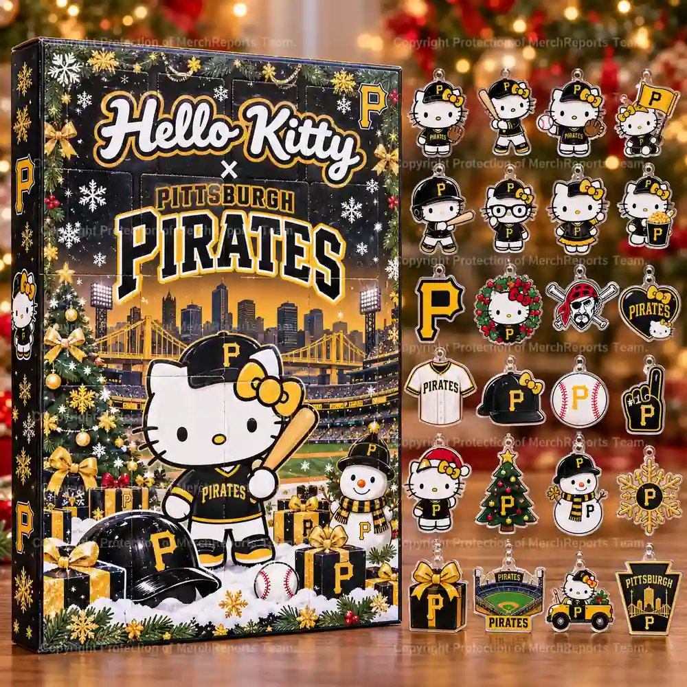 Hello Kitty Pittsburgh Pirates P Logo Black Gold Holiday Advent Calendar