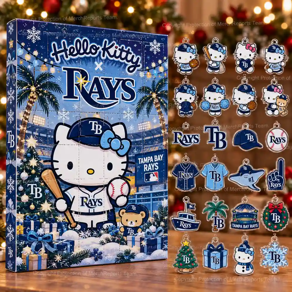 Hello Kitty Tampa Bay Rays TB Logo Baseball Blue Snowflakes Christmas Advent Calendar