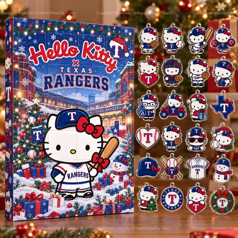 Hello Kitty Texas Rangers T Logo Baseball Jersey Xmas Advent Calendar
