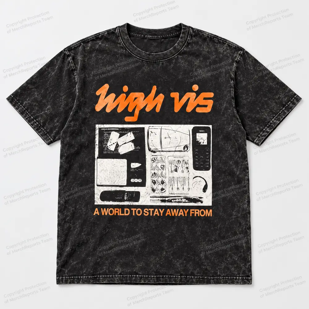 A World to Stay Away From — collage tee — High Vis product mockup