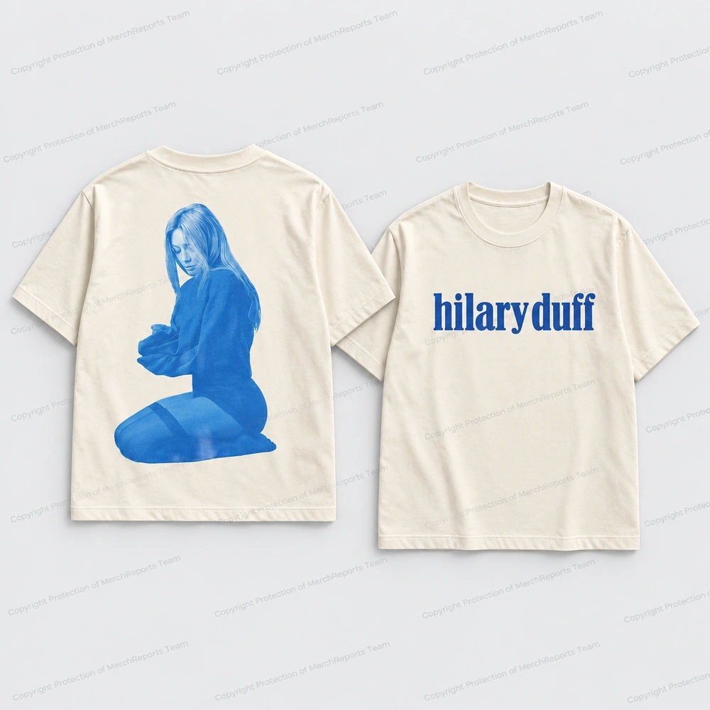 Hilary Duff Blue Portrait Two-Sided Ivory T-Shirt product artwork