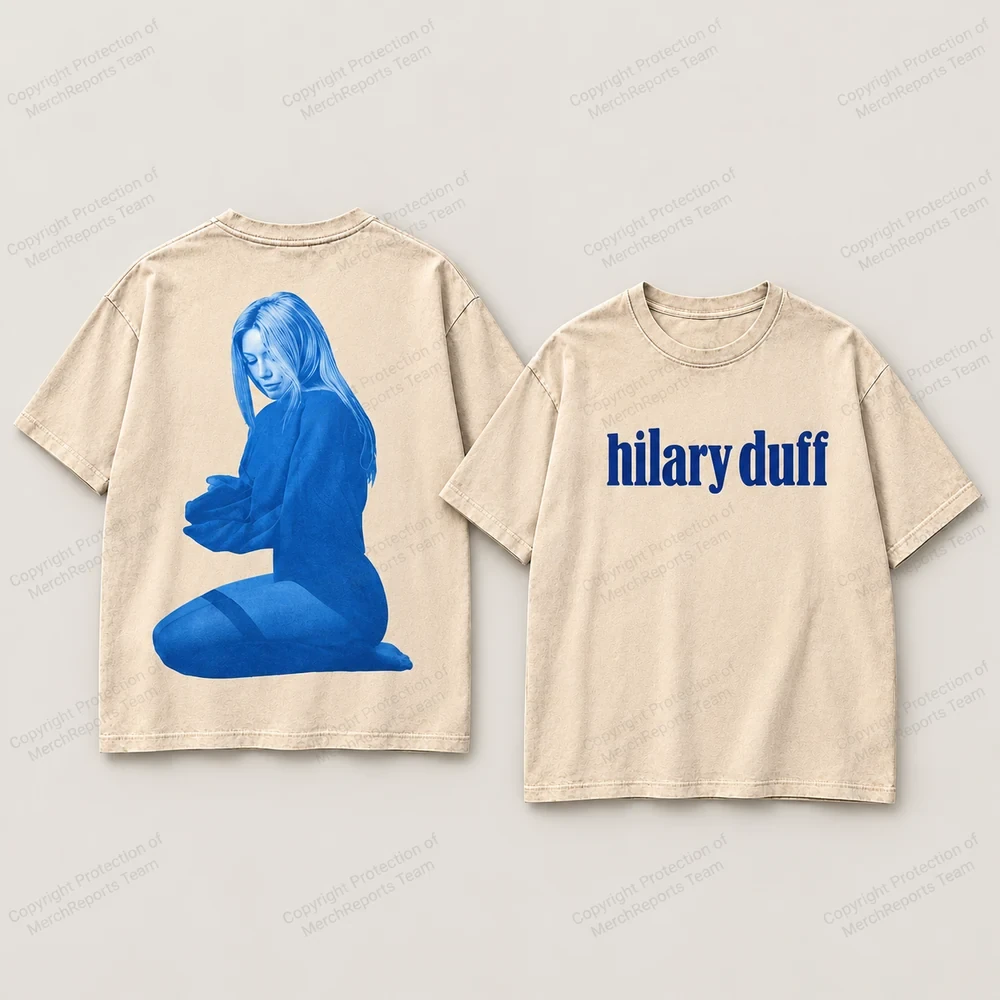 Hilary Duff Blue Portrait Two-Sided Washed Beige Tee product artwork