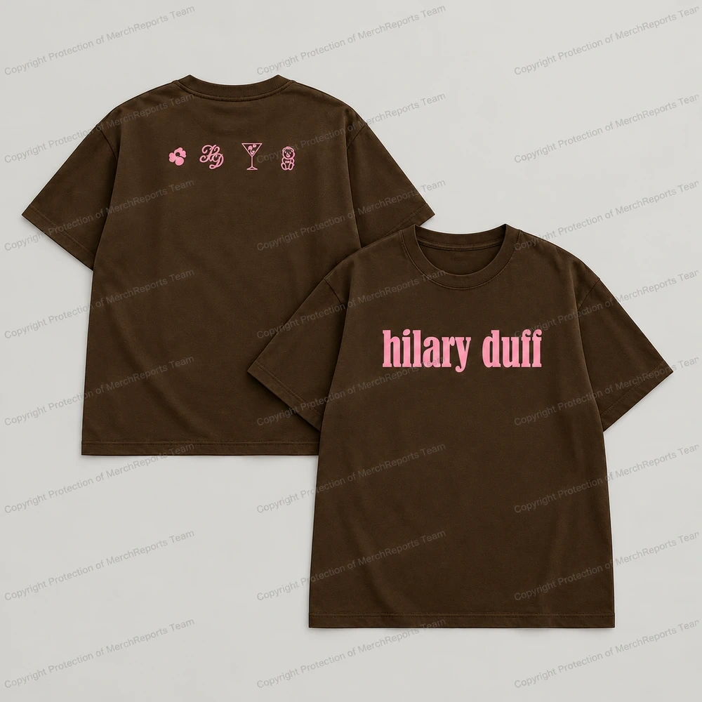 Hilary Duff Pink Wordmark Brown Two-Sided T-Shirt product artwork