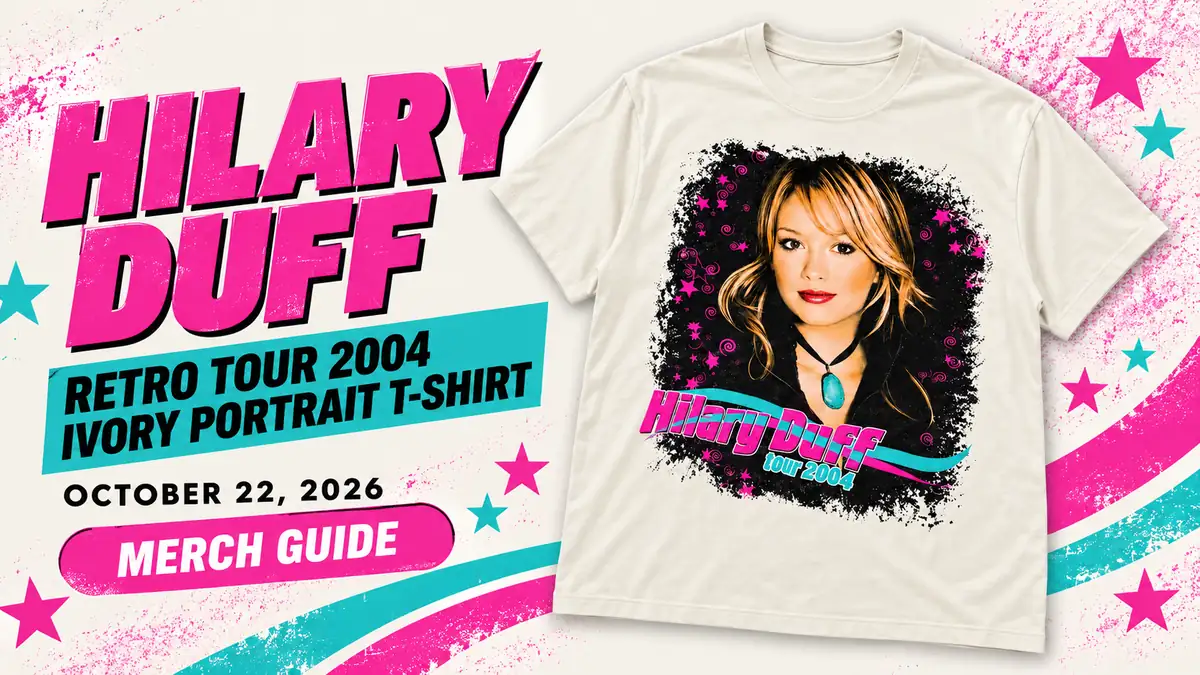 Hilary Duff Retro Tour 2004 Ivory Portrait T-Shirt artwork and dated merch guide title