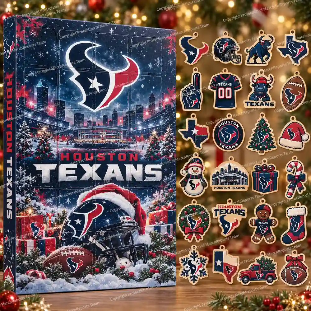 Houston Texans NFL Christmas 24-ornament wooden Advent Calendar