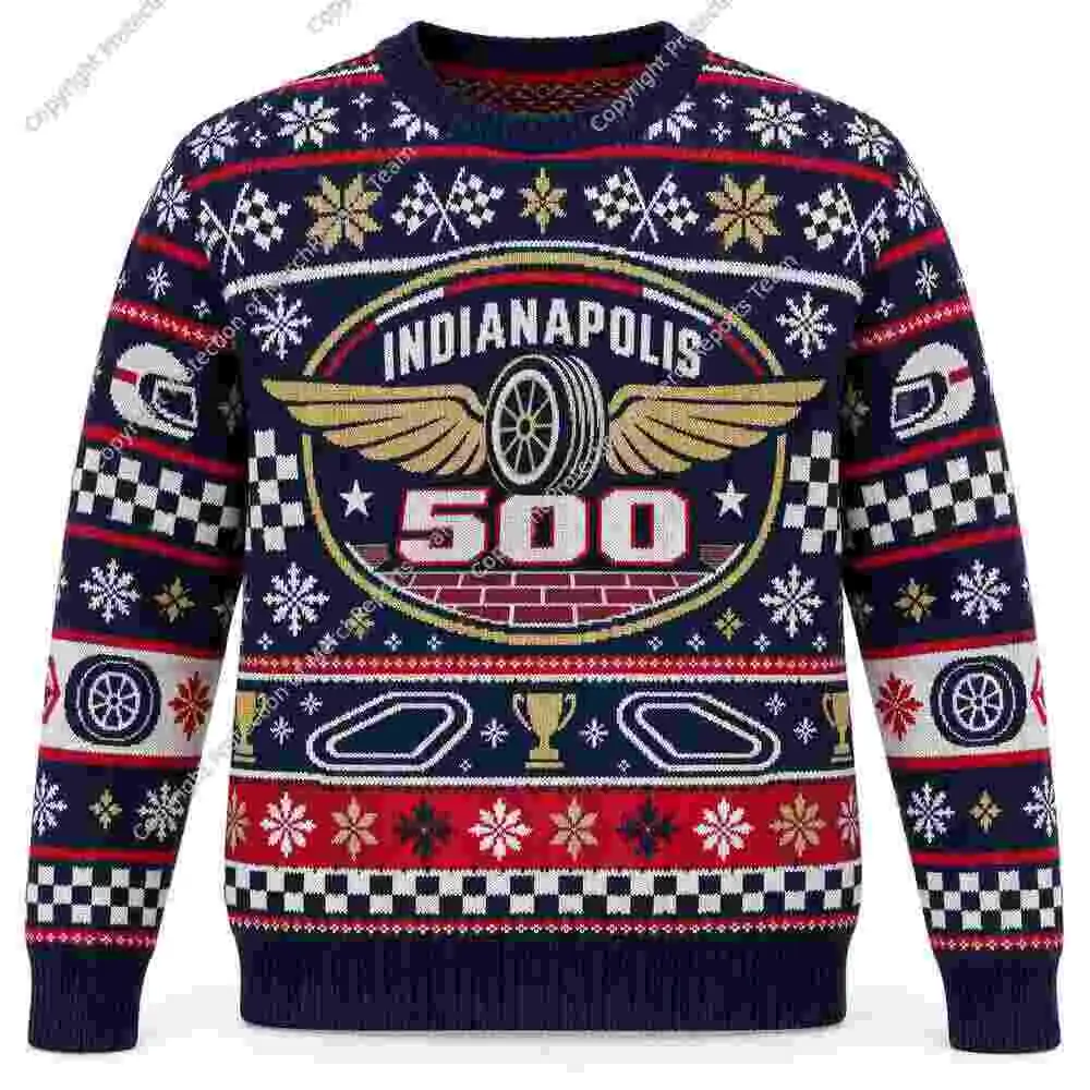 Indianapolis 500 Winged Wheel Ugly Christmas Sweater product artwork