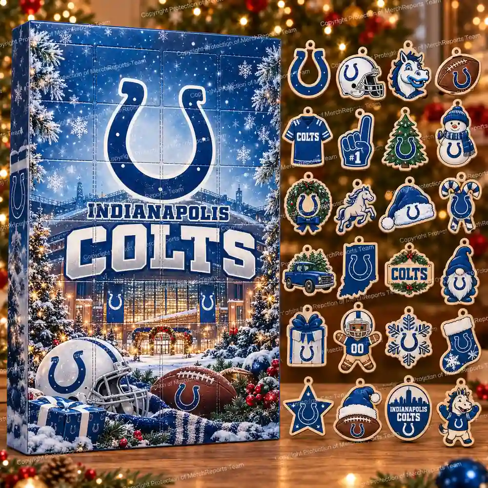 Indianapolis Colts NFL Christmas 24-ornament wooden Advent Calendar