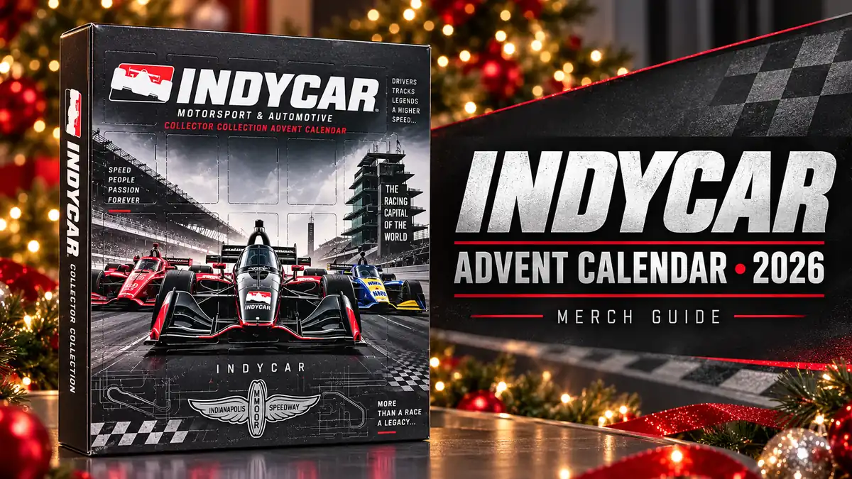 IndyCar Open Wheel Racing Advent Calendar artwork and 2026 merch guide title