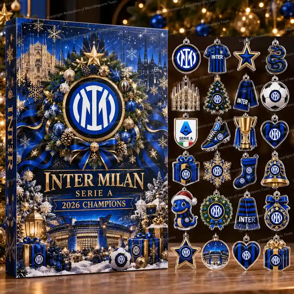 Inter Milan Serie A 2026 Champions Heritage Christmas 24 Ornaments Acrylic Advent Calendar Design B product mockup