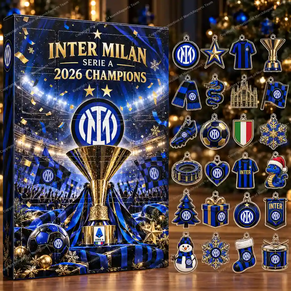 Inter Milan Serie A 2026 Champions Trophy Celebration Christmas 24 Ornaments Acrylic Advent Calendar Design A product mockup