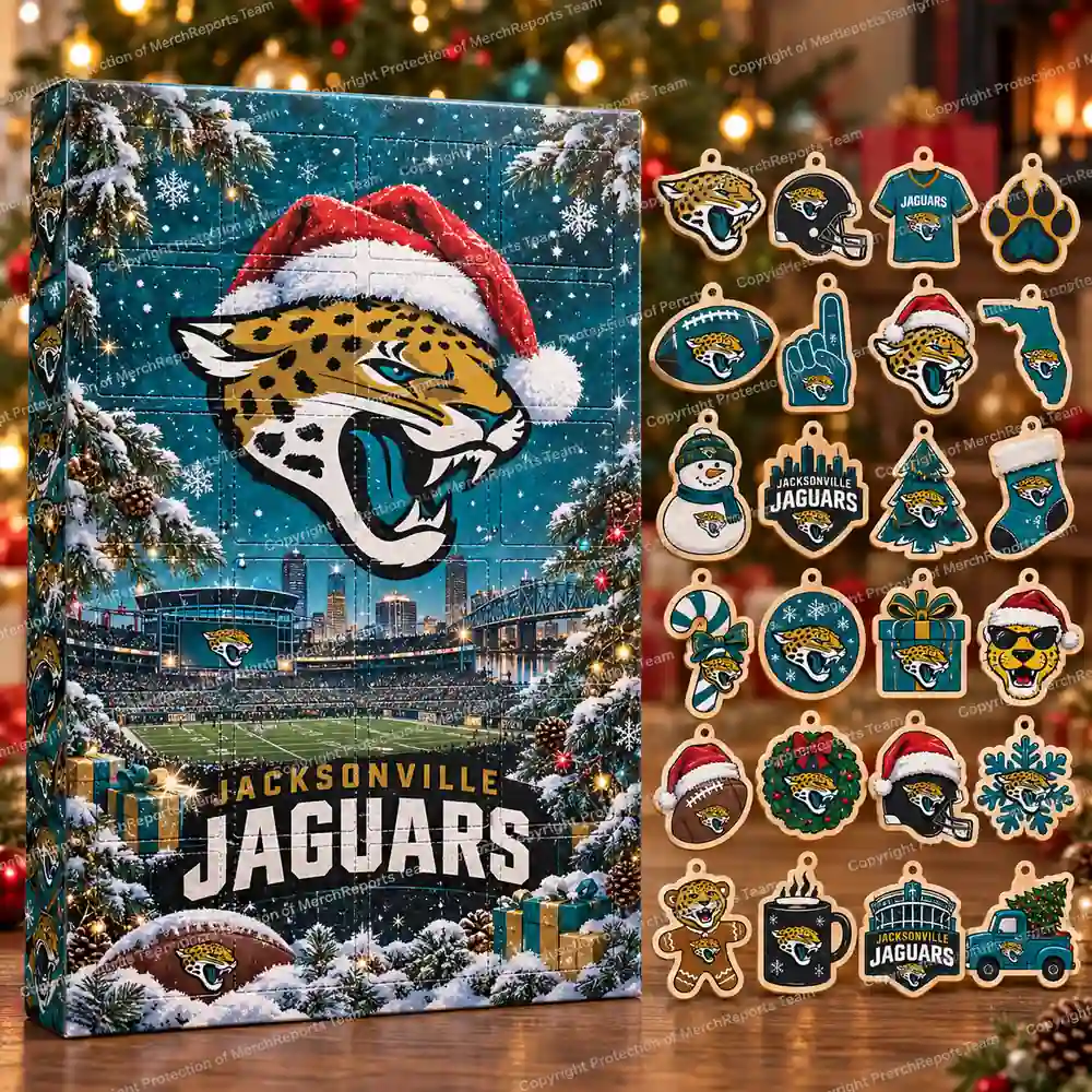 Jacksonville Jaguars NFL Christmas 24-ornament wooden Advent Calendar