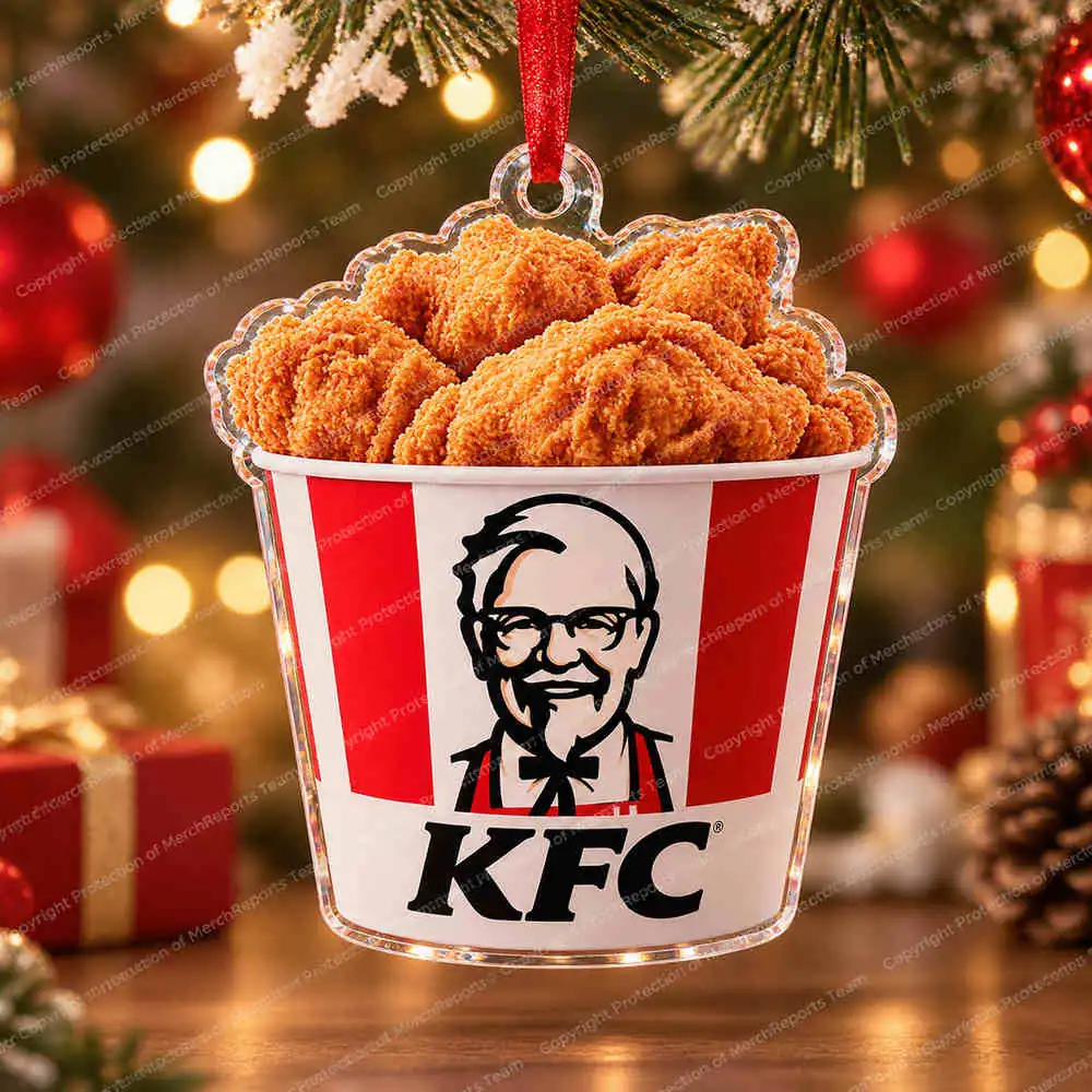 Fried Chicken Bucket acrylic Christmas ornament