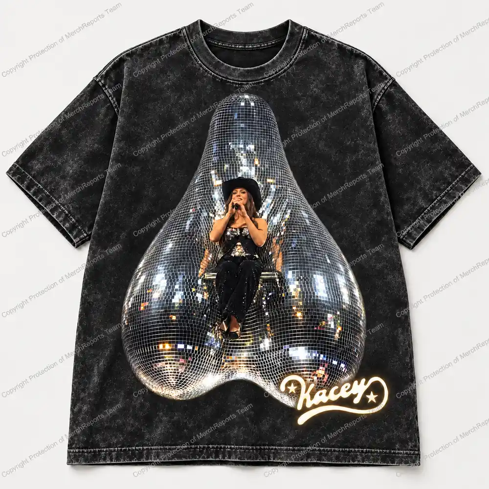Houston Black sequin cowgirl Disco Nuts Acid-Washed Tee