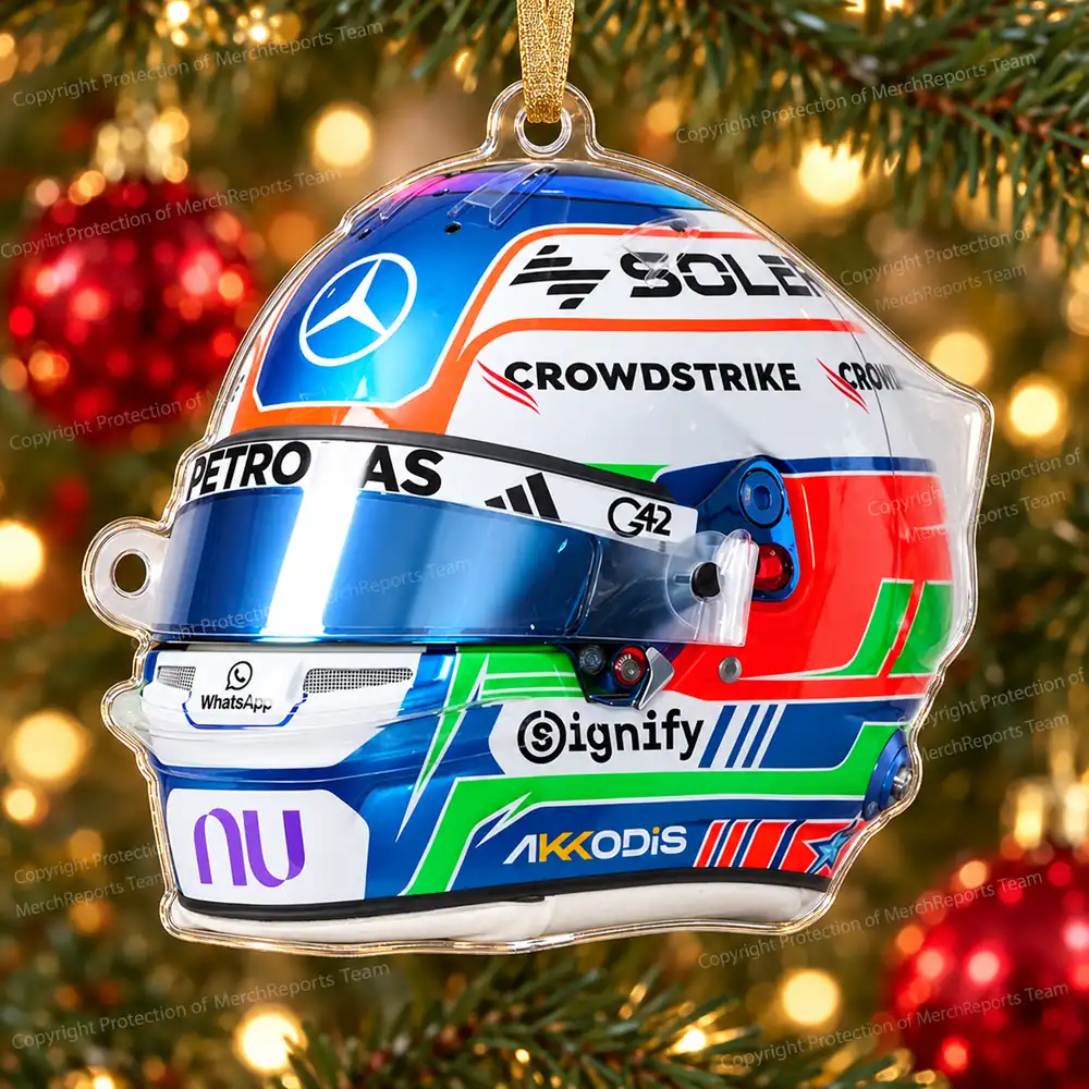 Kimi Antonelli Mercedes F1 2026 Tricolor Helmet Acrylic Christmas Ornament Racing Fan Gift