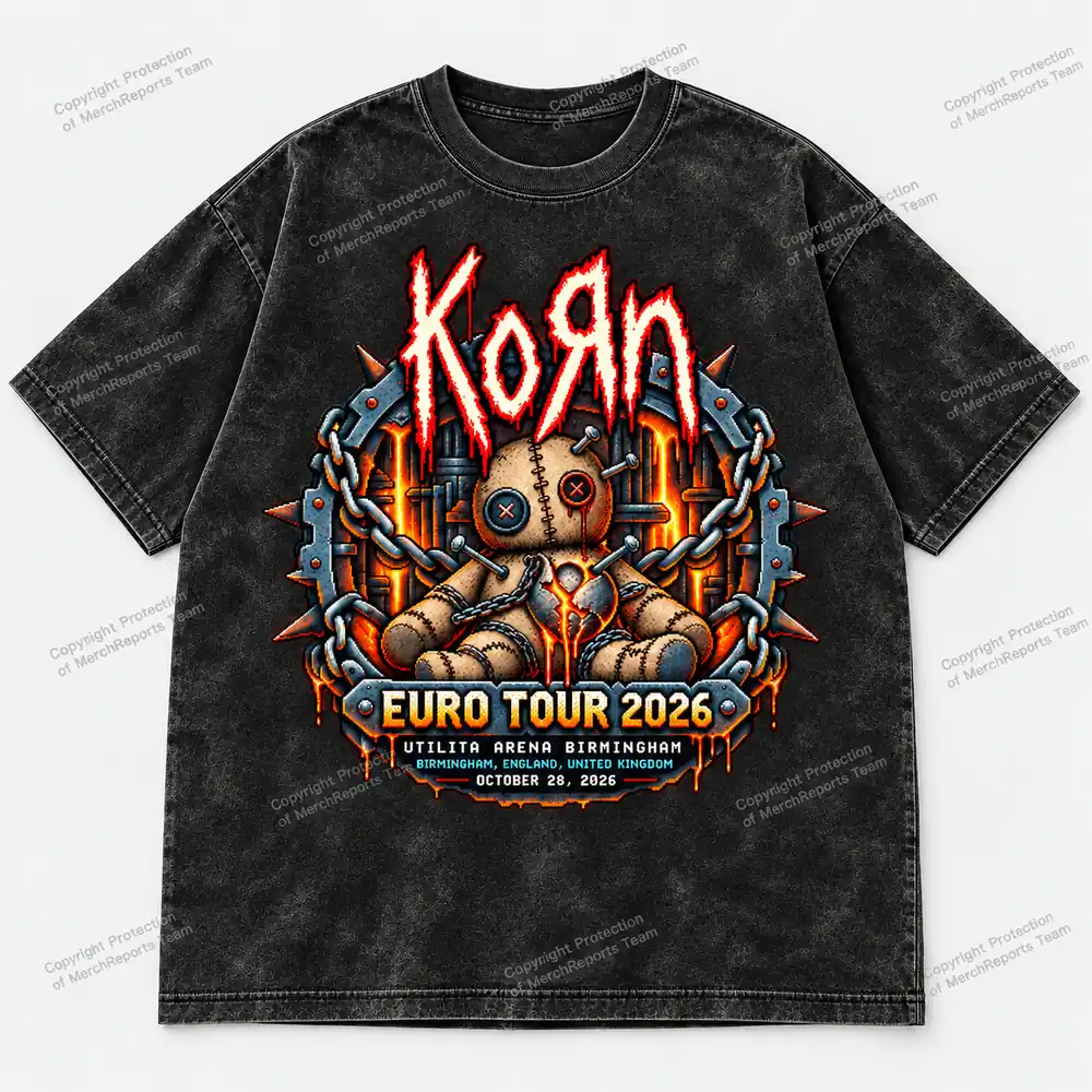 Korn Birmingham October 28, 2026 acid-washed commemorative T-shirt
