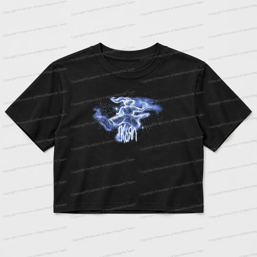 Blue Lightning Black Crop Tee