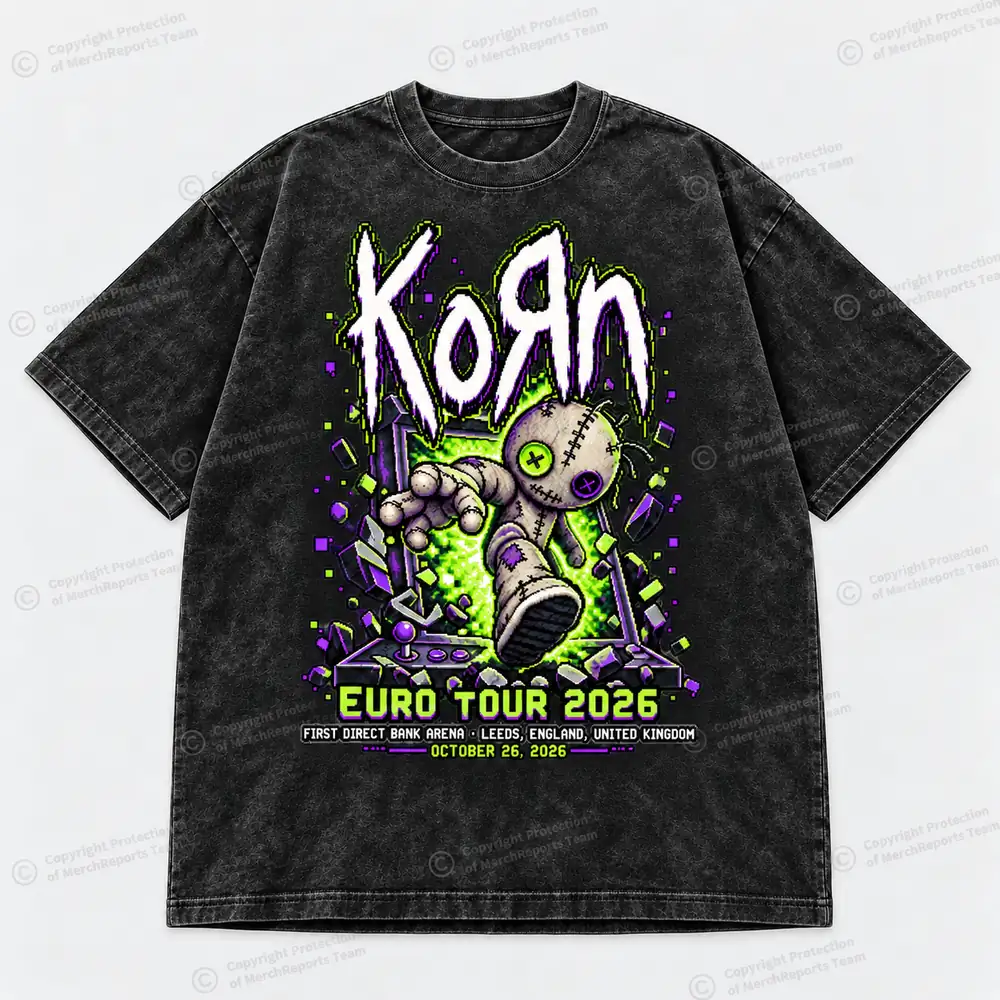 Korn Leeds October 26, 2026 acid-washed commemorative T-shirt