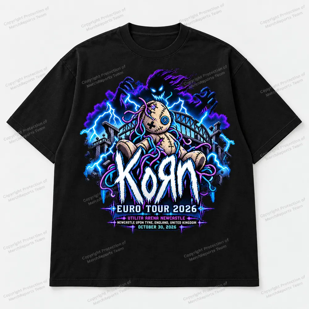 Korn Newcastle October 30, 2026 standard black commemorative T-shirt