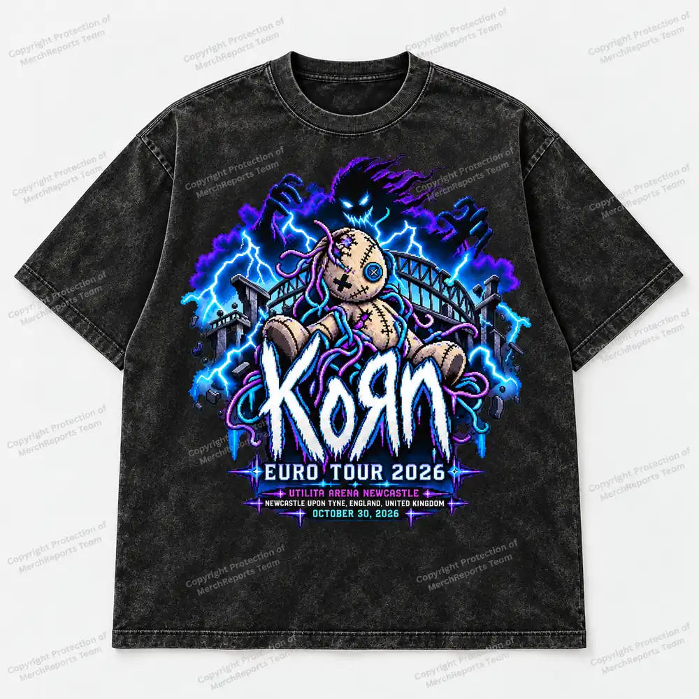 Korn Newcastle October 30, 2026 acid-washed commemorative T-shirt
