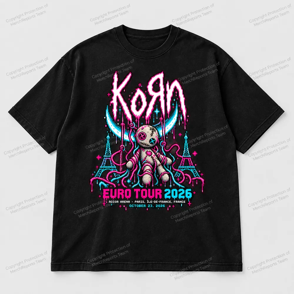 Korn Paris October 23, 2026 standard black commemorative T-shirt