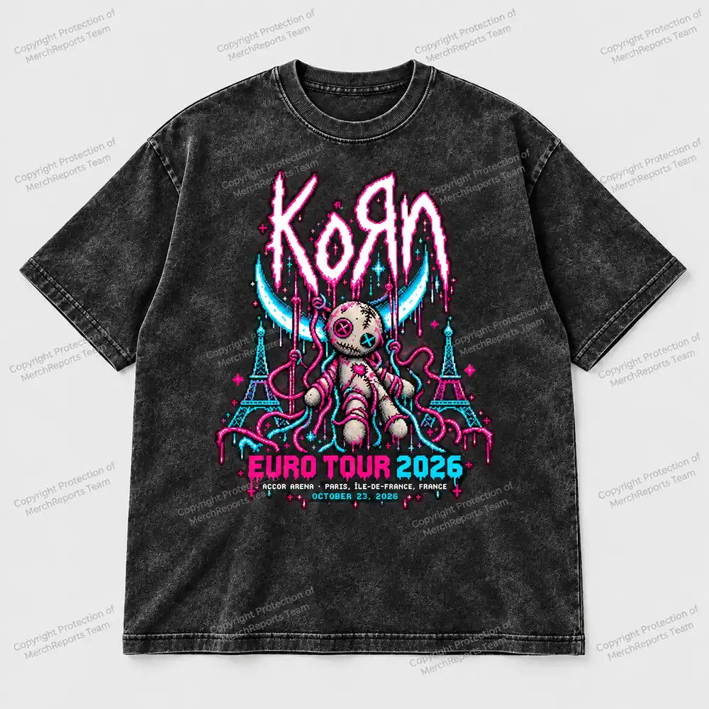 Korn Paris October 23, 2026 acid-washed commemorative T-shirt