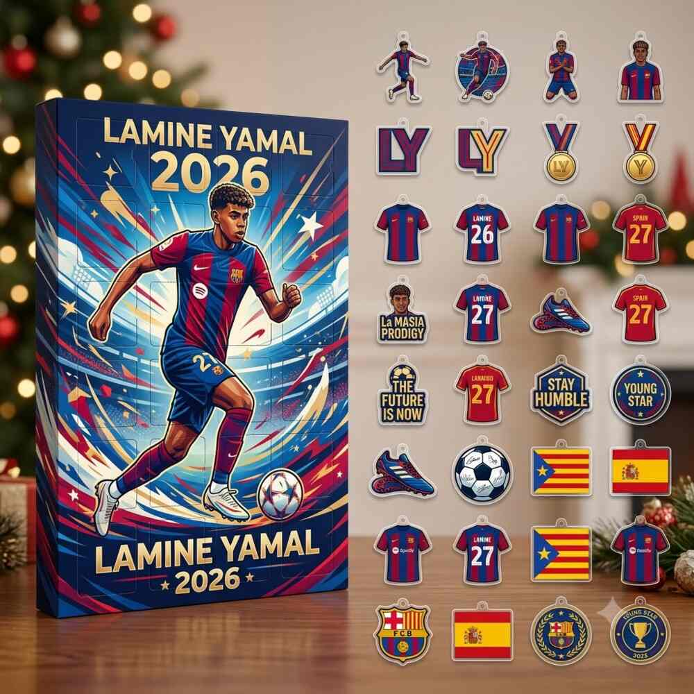 Lamine Yamal Football Collage Advent Calendar full product mockup showing the design selection