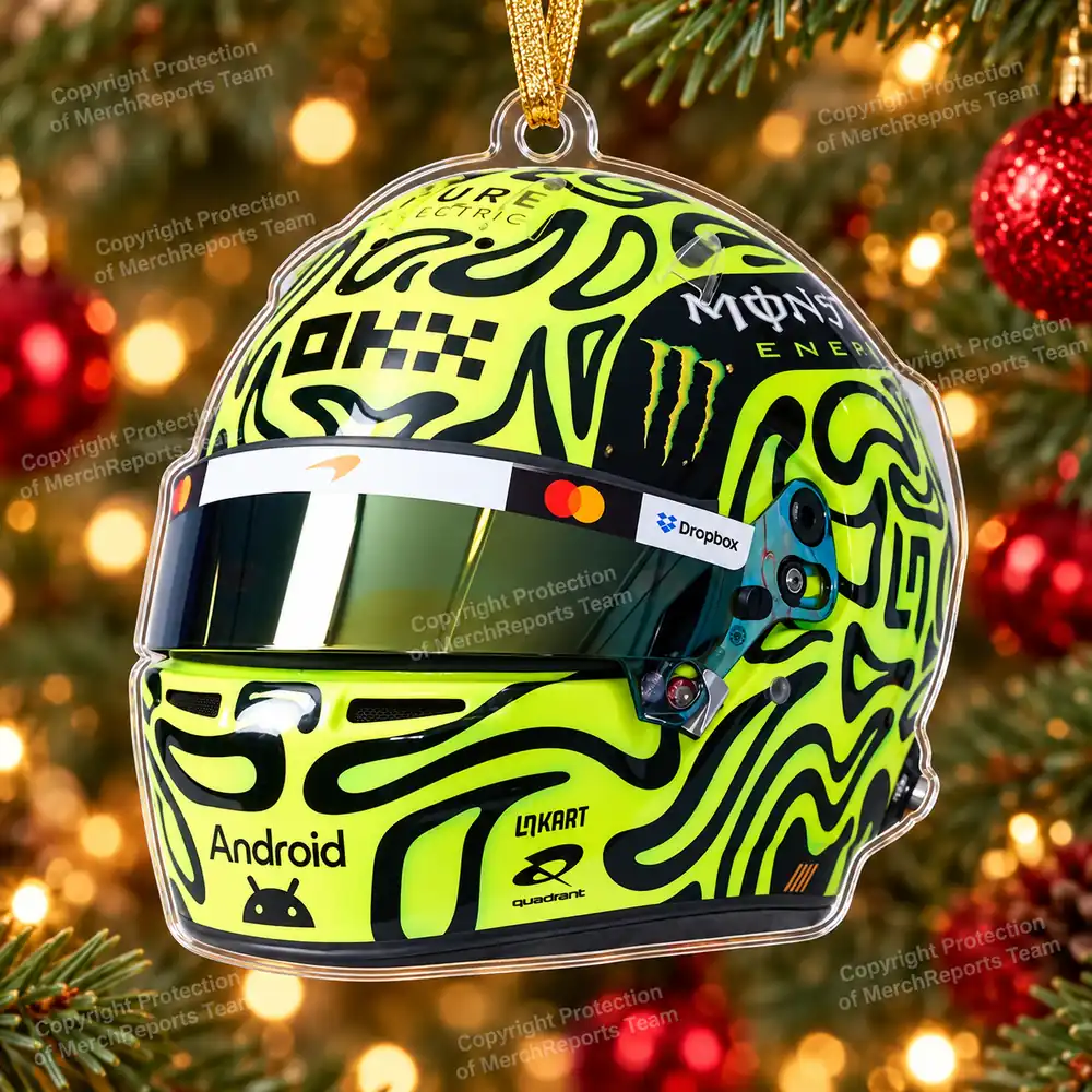 Lando Norris McLaren F1 2026 Neon Swirl Helmet Acrylic Christmas Ornament Motorsport Fan Gift