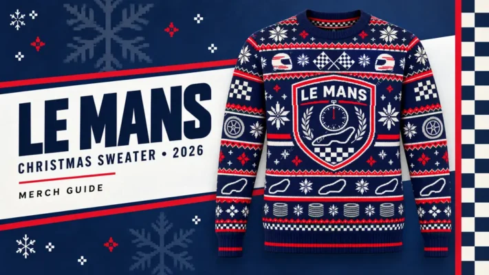 Le Mans Endurance Logo Ugly Christmas Sweater artwork and 2026 merch guide title