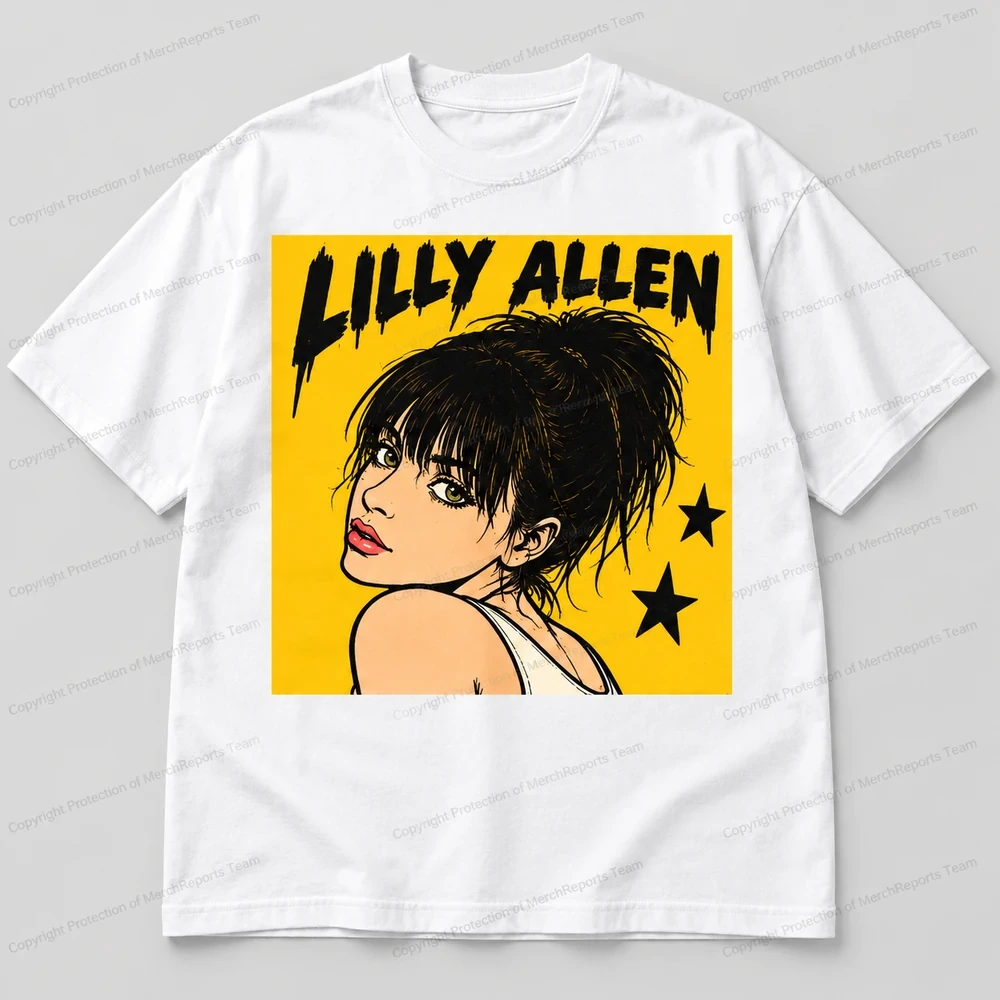 Lily Allen Yellow Punk-Star Portrait White Tee product artwork