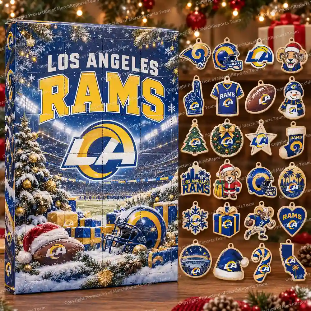 Los Angeles Rams NFL Christmas 24-ornament wooden Advent Calendar