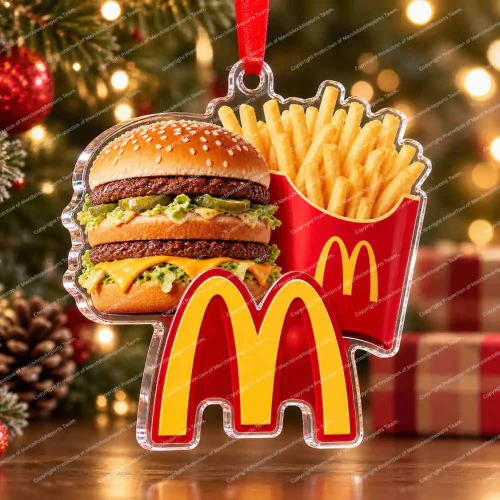 Burger, Fries & Arches acrylic Christmas ornament